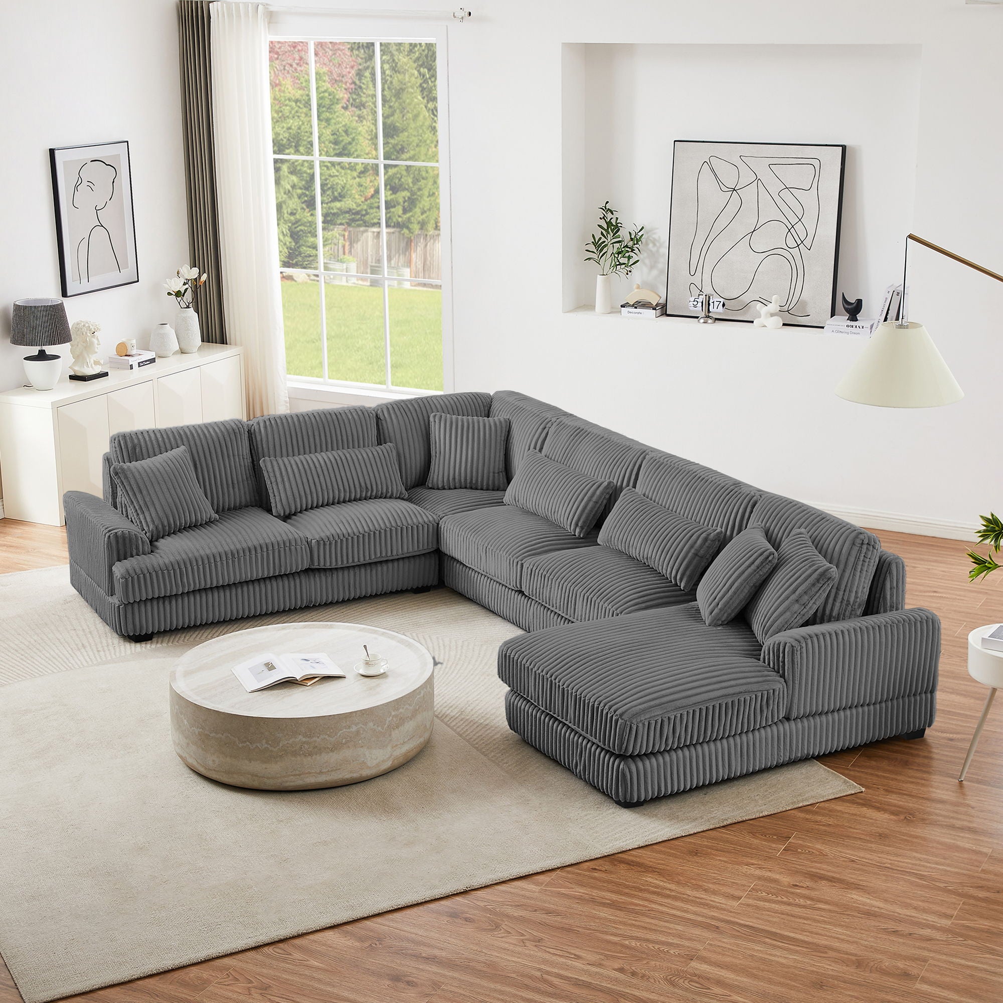 Oversized Sectional Sofa U - Shaped Sofa Couch Modern Sofa Upholstered In Soft With A Chaise Lounge For Living Room