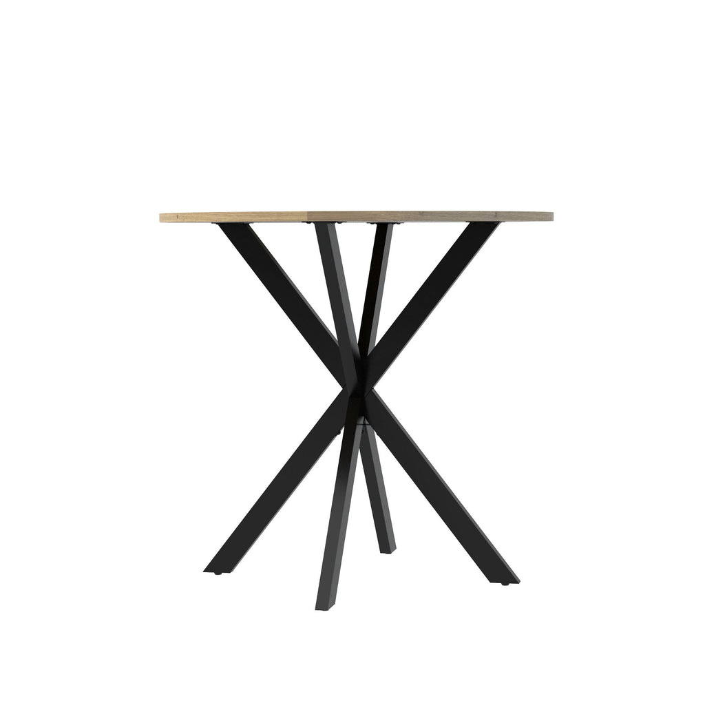 Round Dining Table For 2 - 4 People, Compact Kitchen Or Dining Room - Rustic Brown