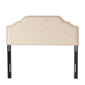 Luella - Button Tufted Full / Queen Upholstered Metal Panel Headboard - Beige