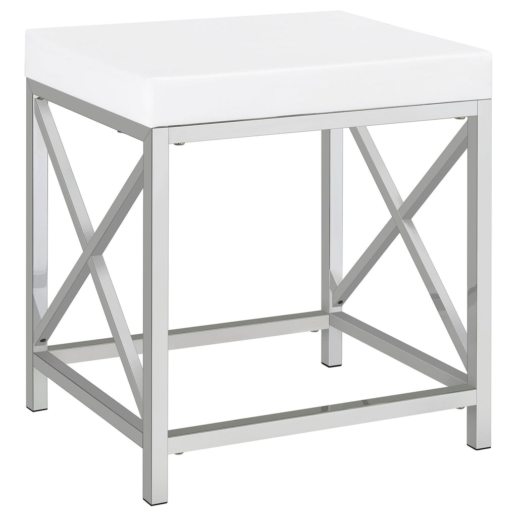 Hamlin - Makeup Vanity Table With Lighted Mirror And Padded Stool - White
