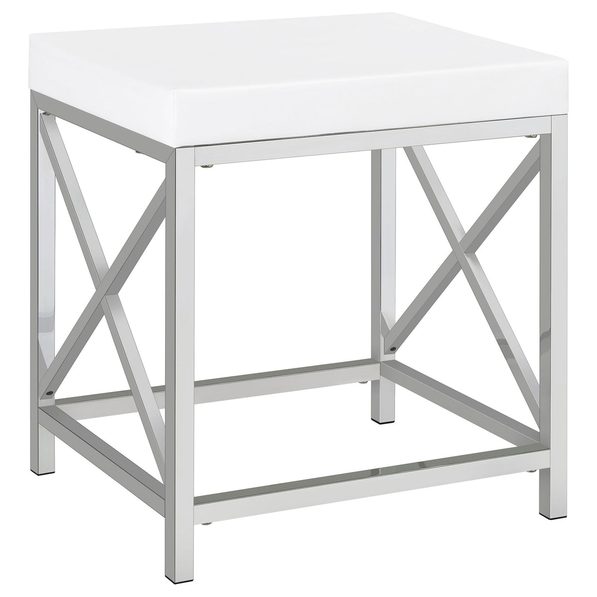 Hamlin - Makeup Vanity Table With Lighted Mirror And Padded Stool - White