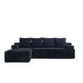 L - Shaped Sectional Sofa With Side Pockets, Wireless Charging, USB Ports, Cup Holder, Bluetooth Speaker, Reversible Lounge Chaise - Black