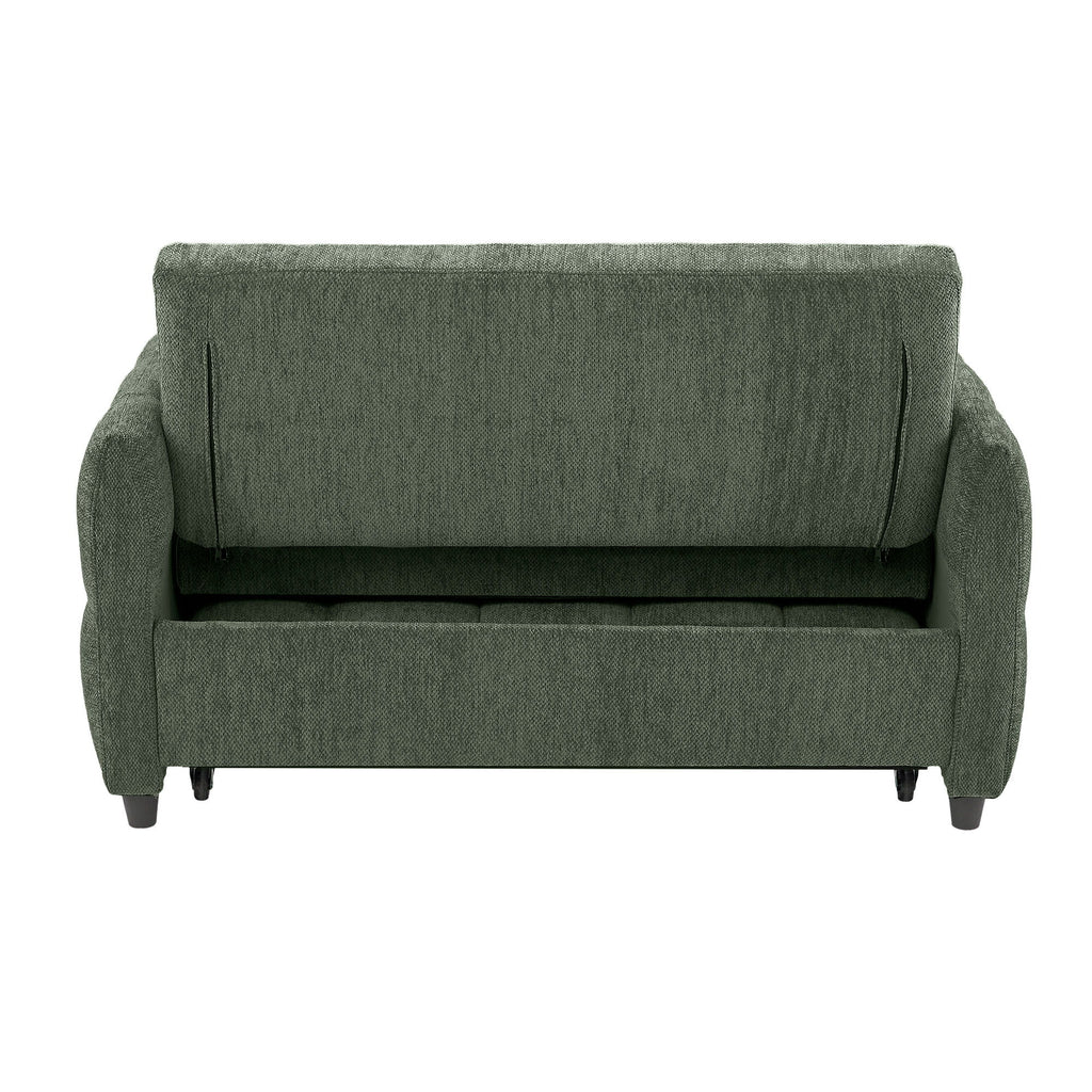 Loveseat Sofa Pull-Out Bed With Adjustable Backrest, 3 USB Ports And 2 Lumbar Pillows For Living Room
