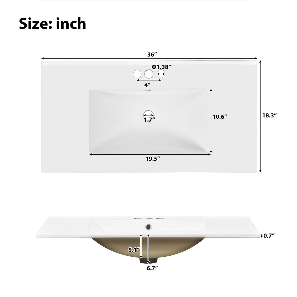 Bathroom Vanity With Sink, Soft Close Doors, 4 Storage Drawers