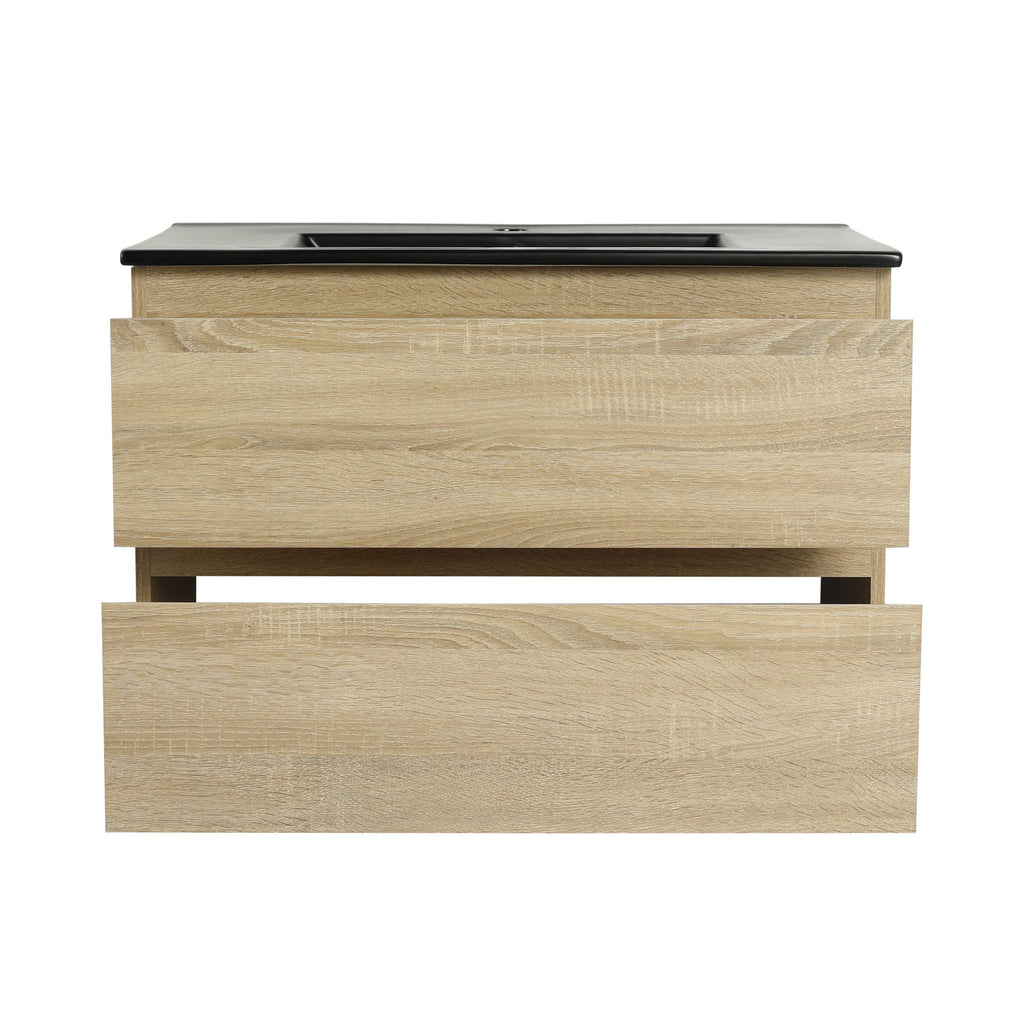 Wall Mounted Bathroom Vanity With Sink, 2 Soft Close Drawers
