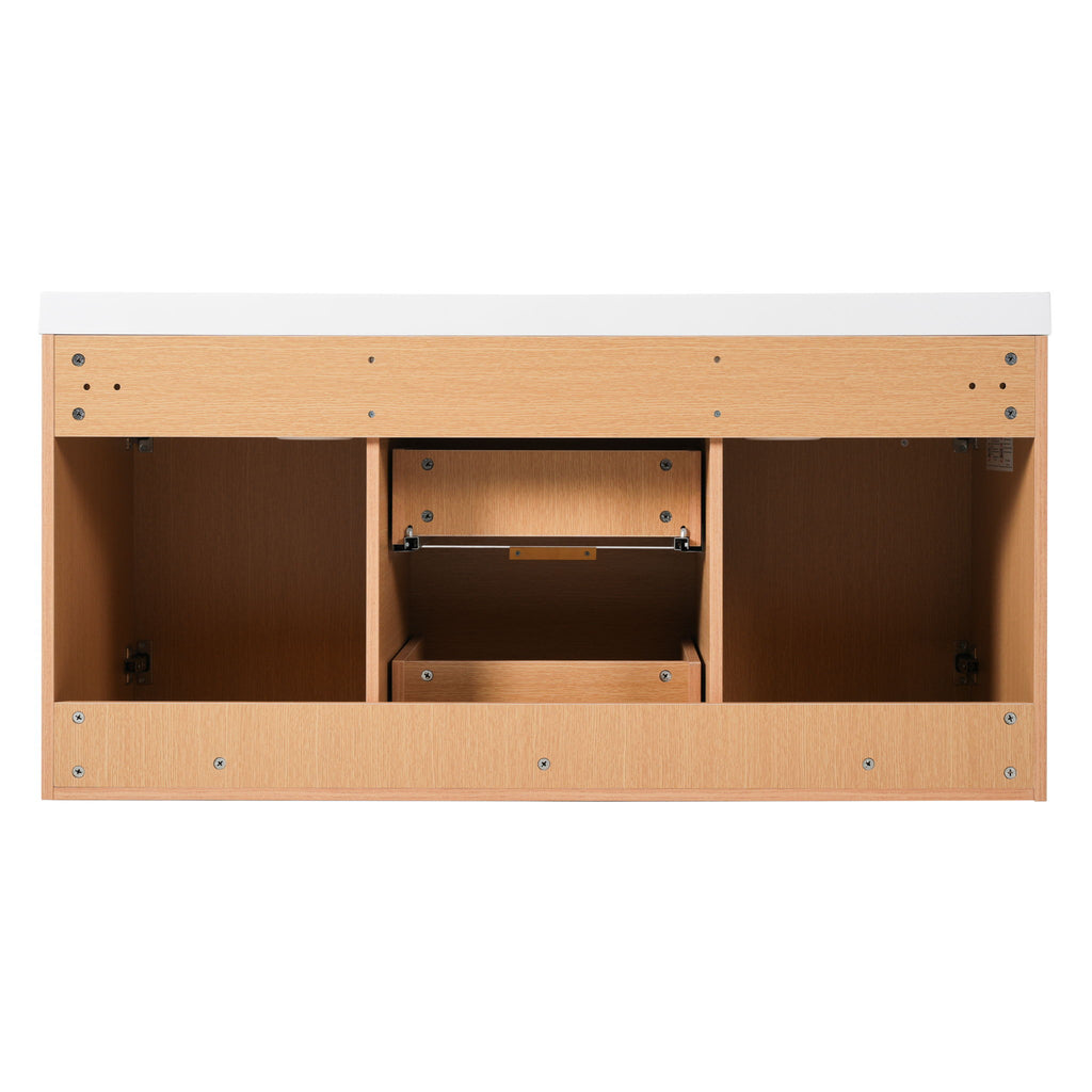 Double Sink Bathroom Vanity, Cabinet, Soft Close Doors, Divided Drawers, Wall Mounted Storage - Wood