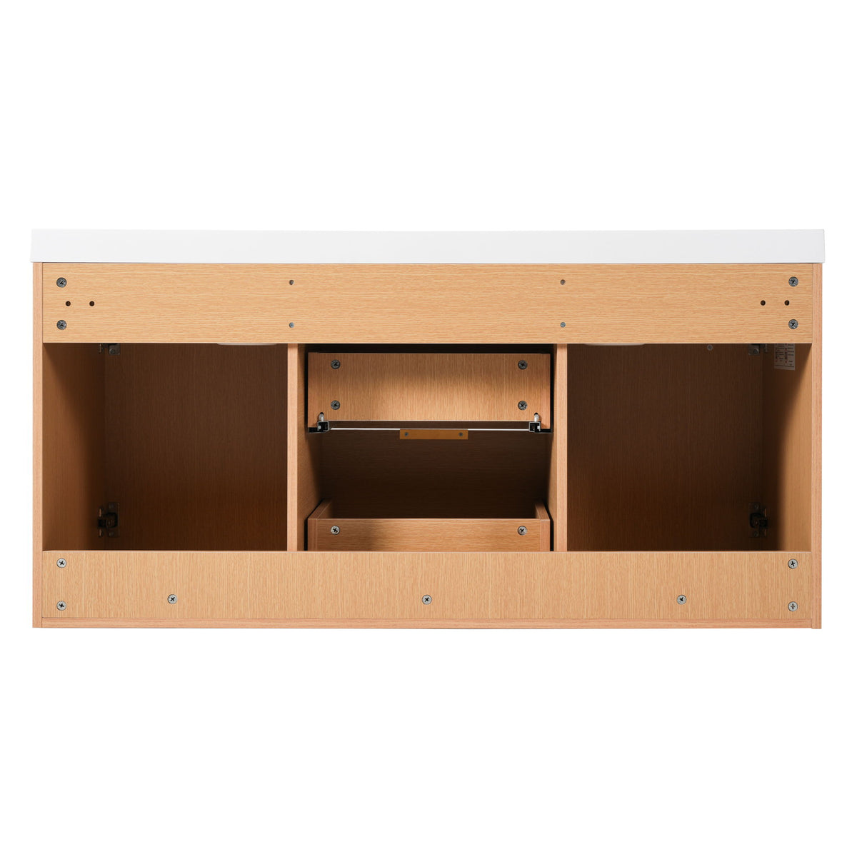 Double Sink Bathroom Vanity, Cabinet, Soft Close Doors, Divided Drawers, Wall Mounted Storage - Wood
