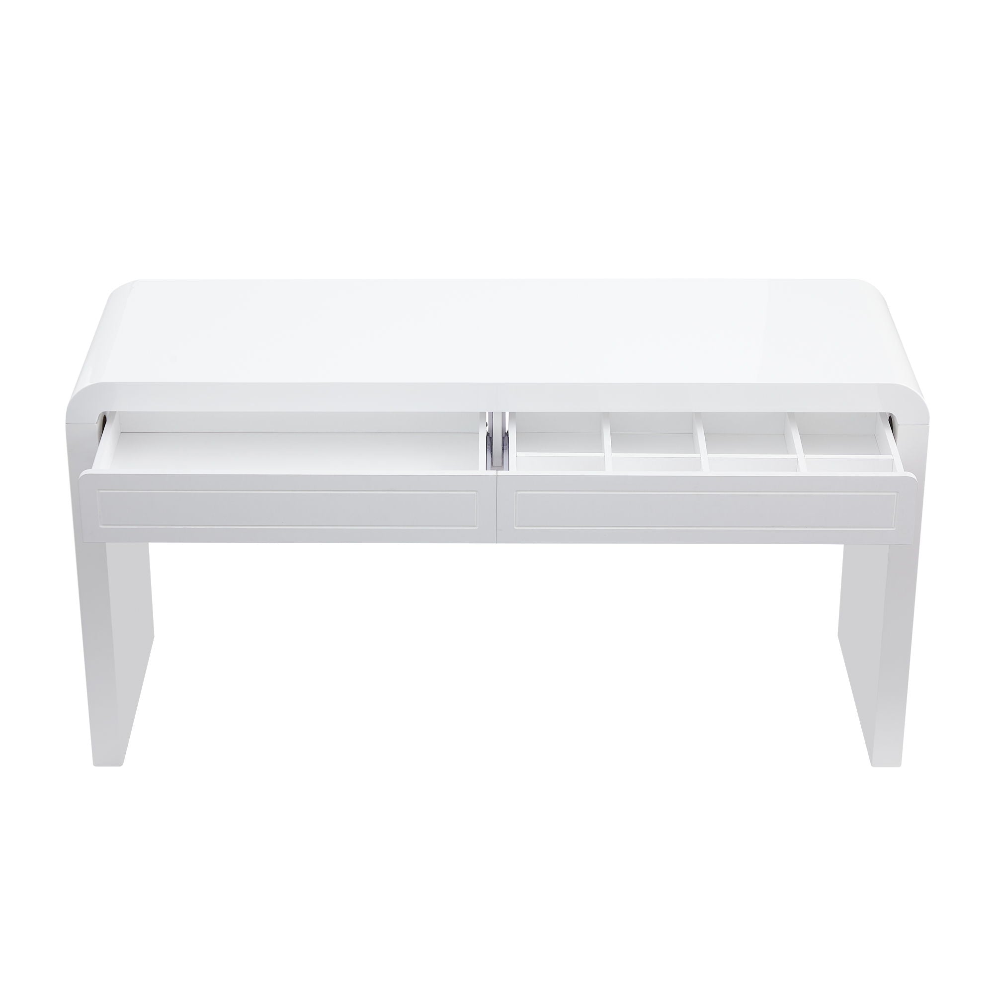Curved Console Table With Storage, 2 Drawers - White