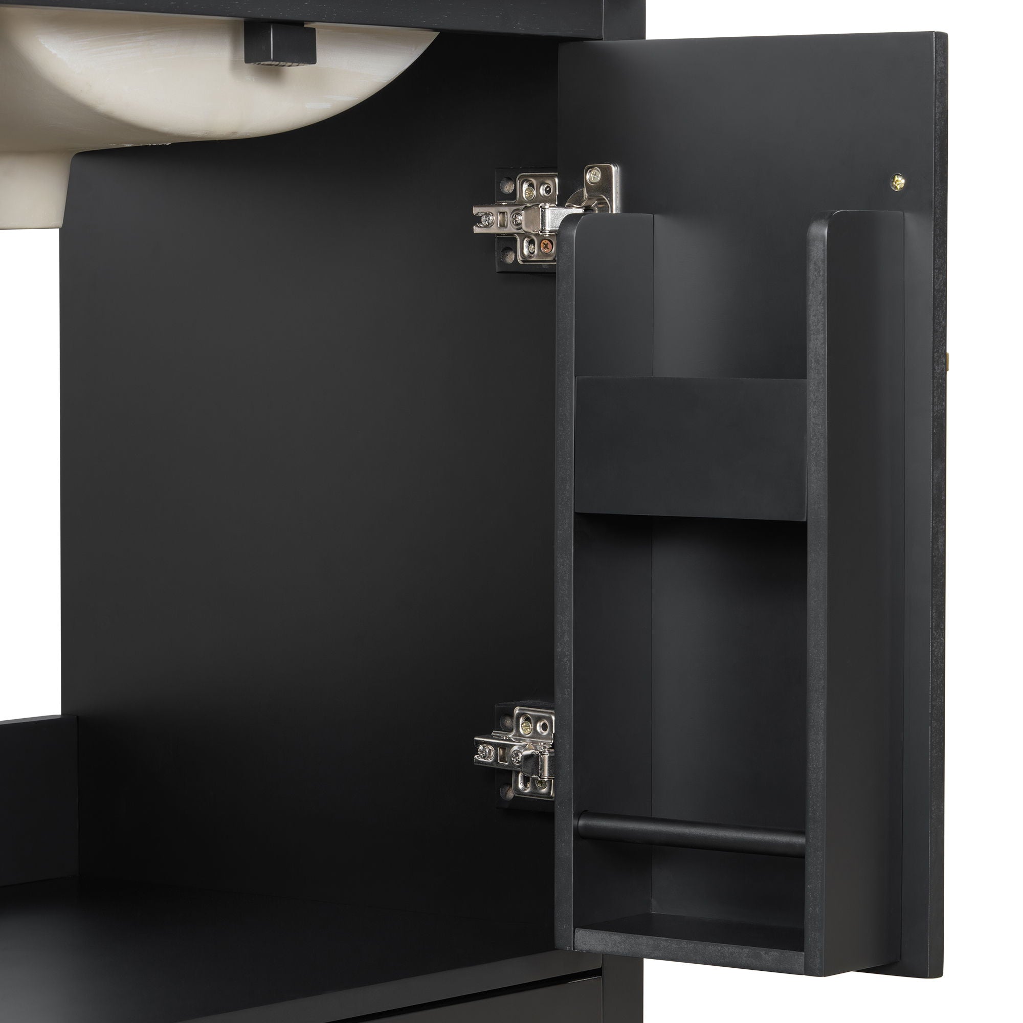 Bathroom Vanity With Sink, 1 Divided Drawer And 2 Soft Close Doors With Double Shelf