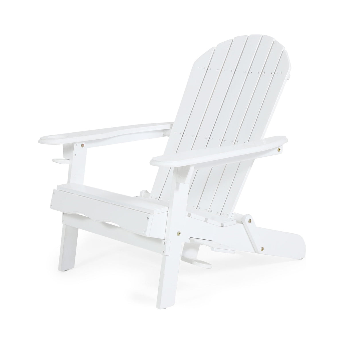 Zenithia - Outdoor Foldable Adirondack Chair With 2 Cup Holders - White