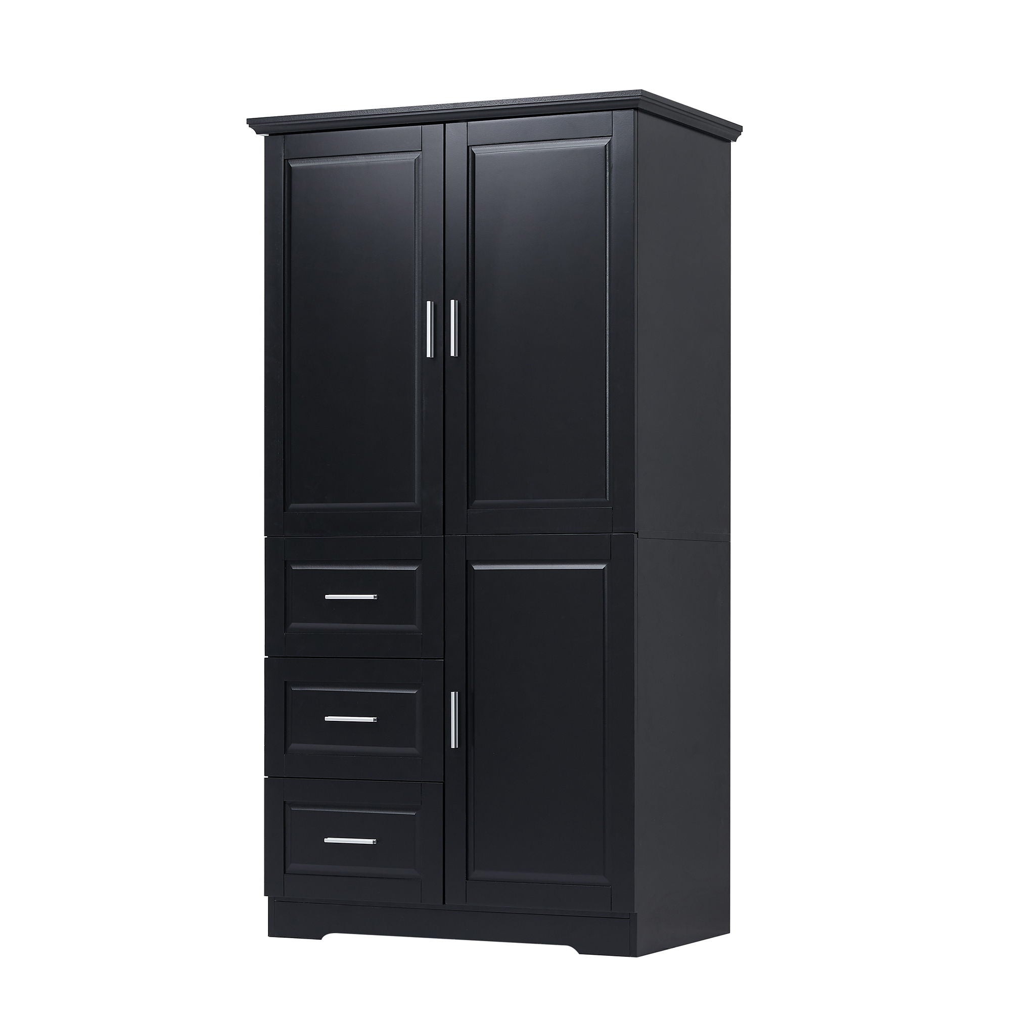 Tall And Wide Storage Cabinet With Doors, 3 Drawers