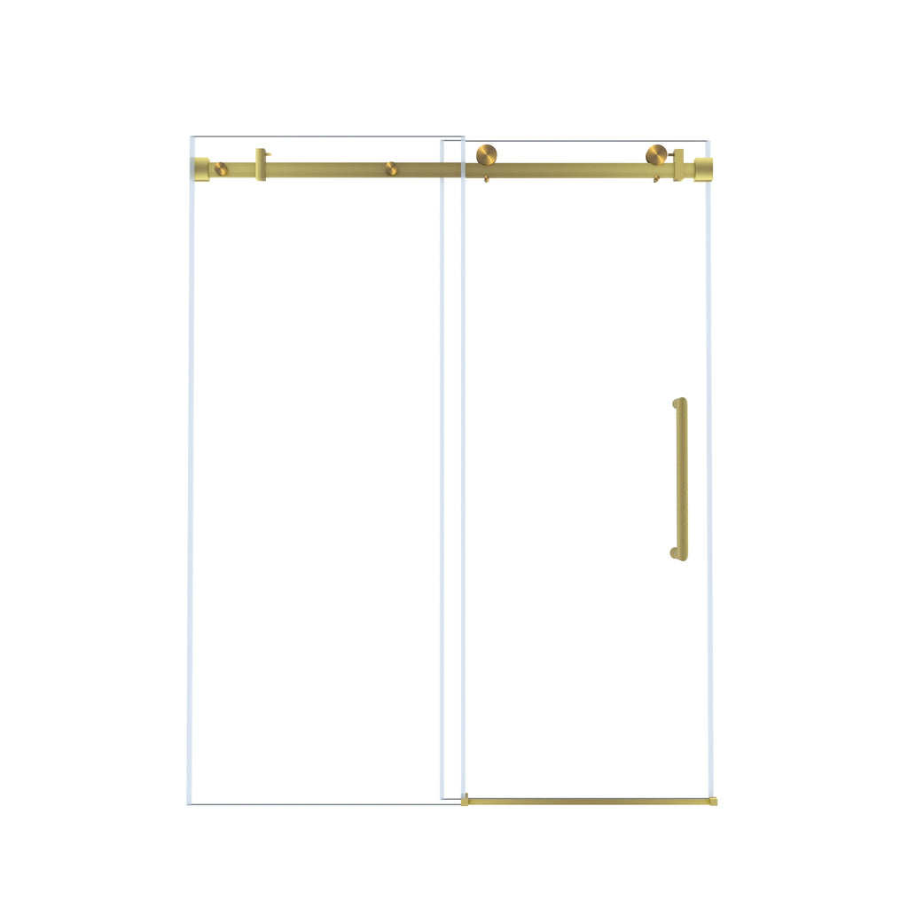 Frameless Single Sliding Shower Door With Handle And Square Tube Track