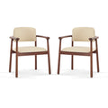 Dining Room Chairs, Ideal For Home & Kitchen (Set of 2) - Beige / Dark Walnut