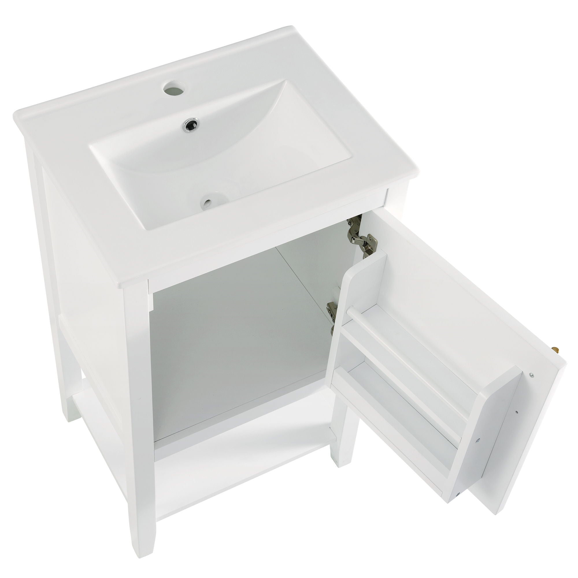 Modern Bathroom Vanity With Sink, Soft-Closing Door And Open Shelf