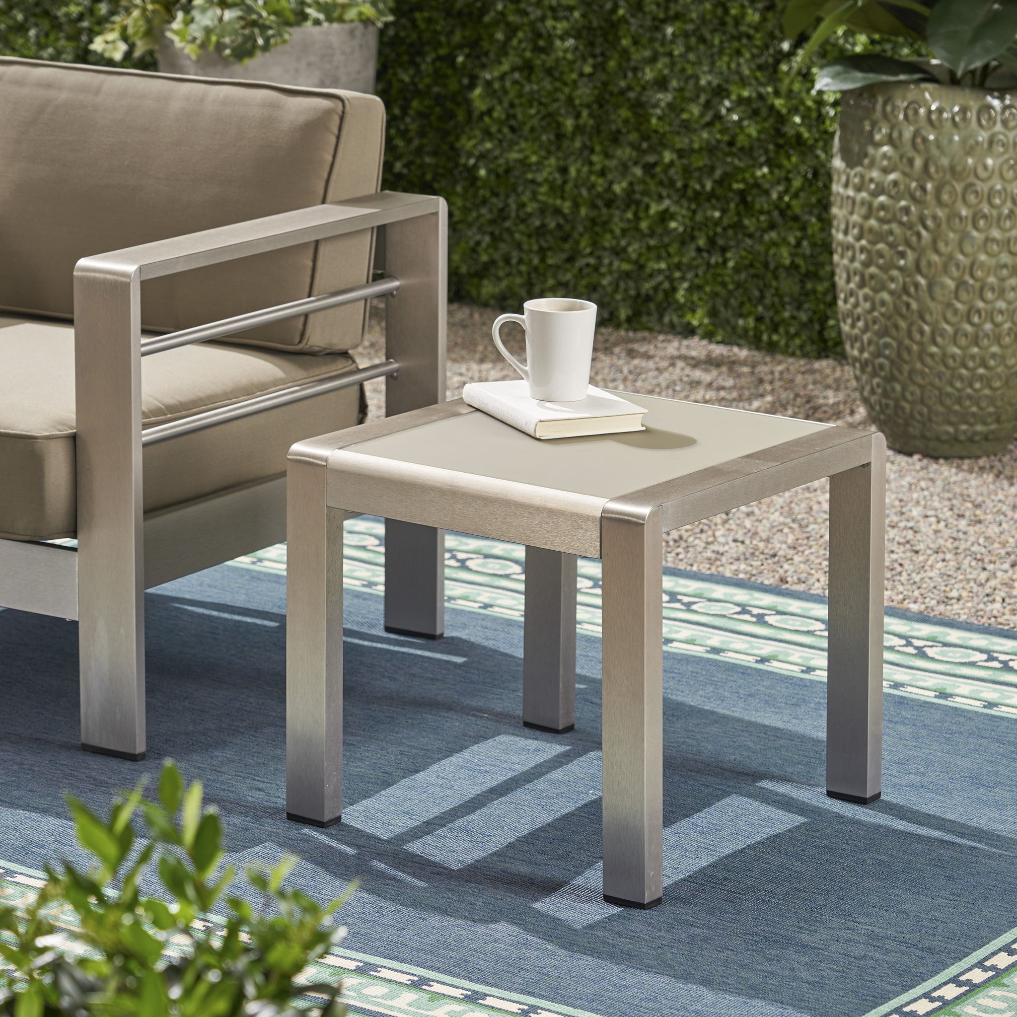 Cape Coral - Contemporary Side Table With Frosted Glass Top