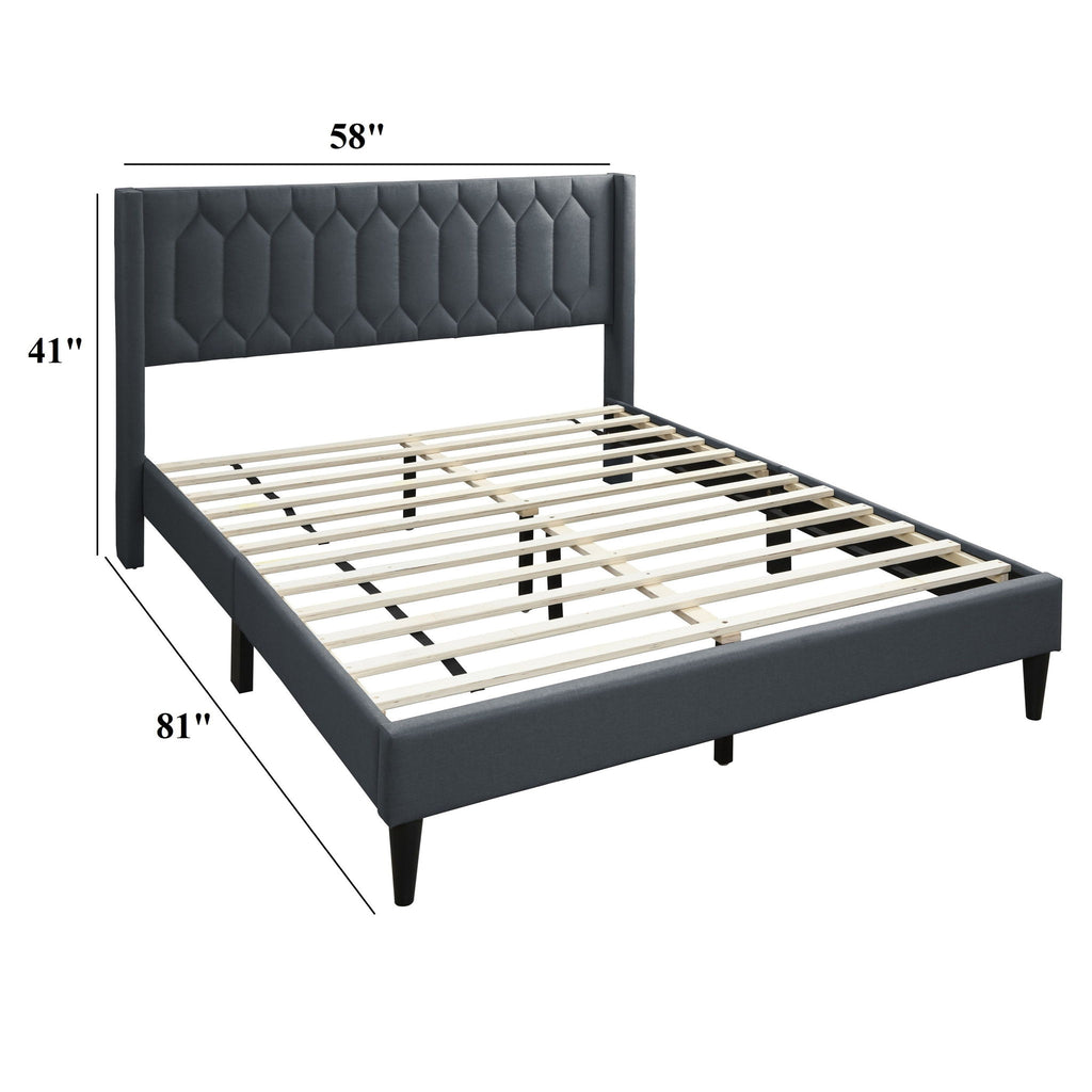 Platform Bed With Diamond Tufted Headboard