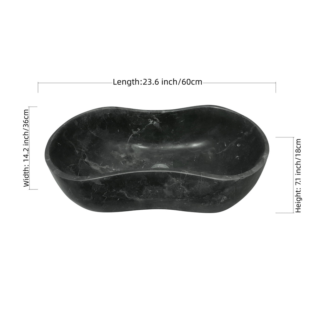 Vessel Sink, Wavy Shape Basin, Vanity Bowl - Dark Gray