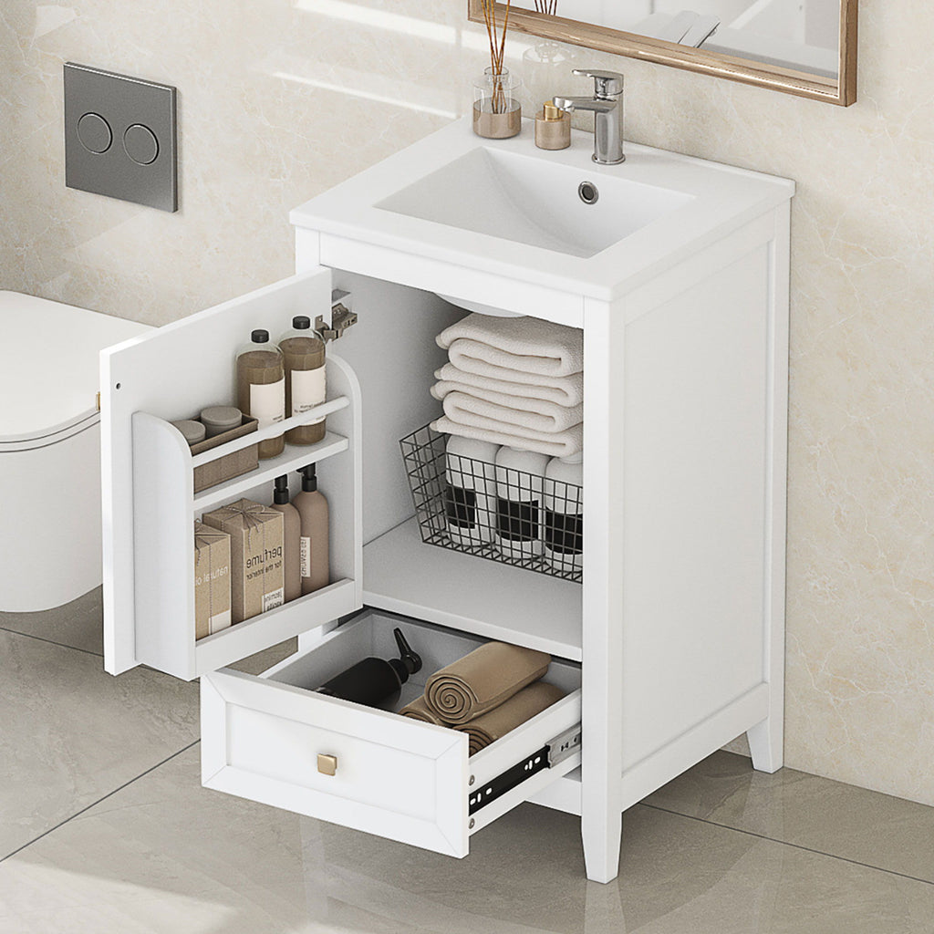 Bathroom Vanity With Sink, Soft Closing Cabinet Door, Storage Rack And Drawer