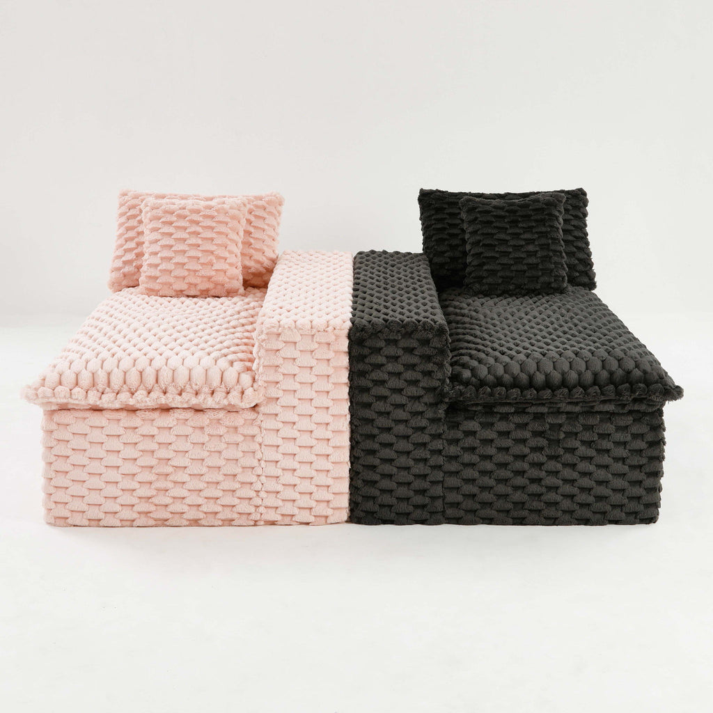 Multifunctional Sofa Pink Black, Fits 4 People