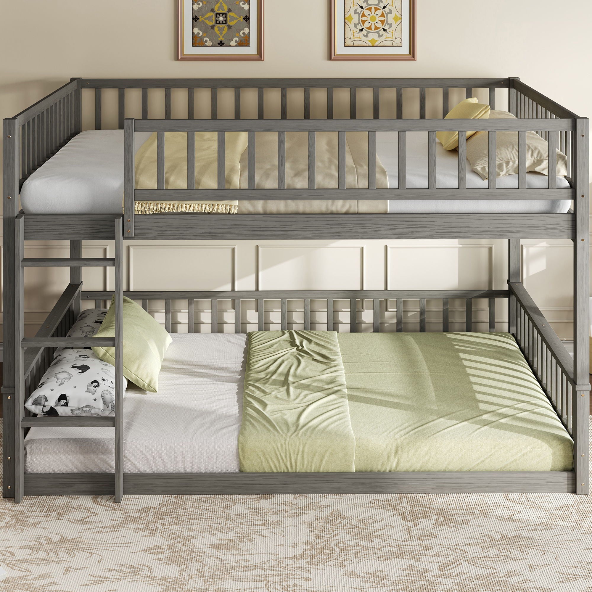 Bunk Bed With Ladder And Guardrails