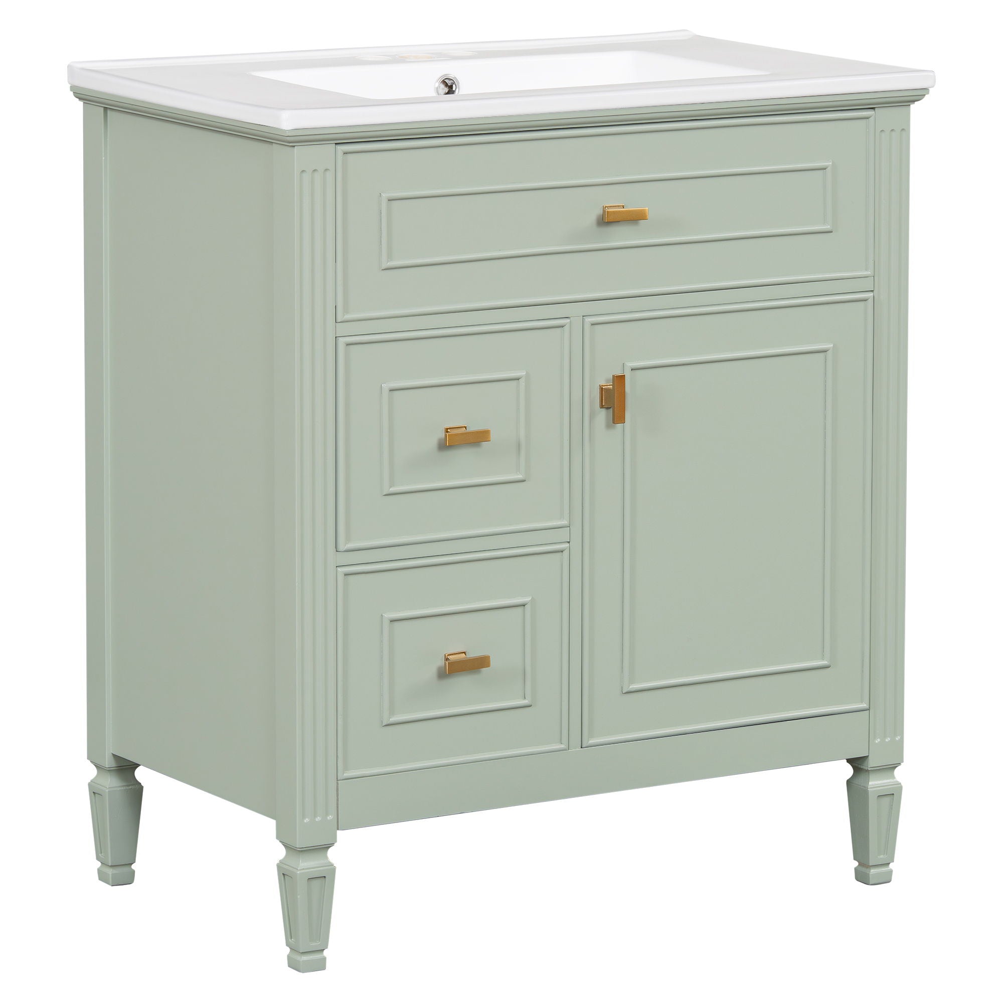 Modern Bathroom Vanity With Sink, 1 Flip Drawer And 2 Drawers, Adjustable Shelf