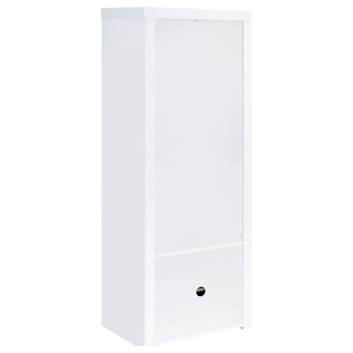 Lance - 3 Shelf Media Tower With Shelves And Hidden Cabinet - Gloss White