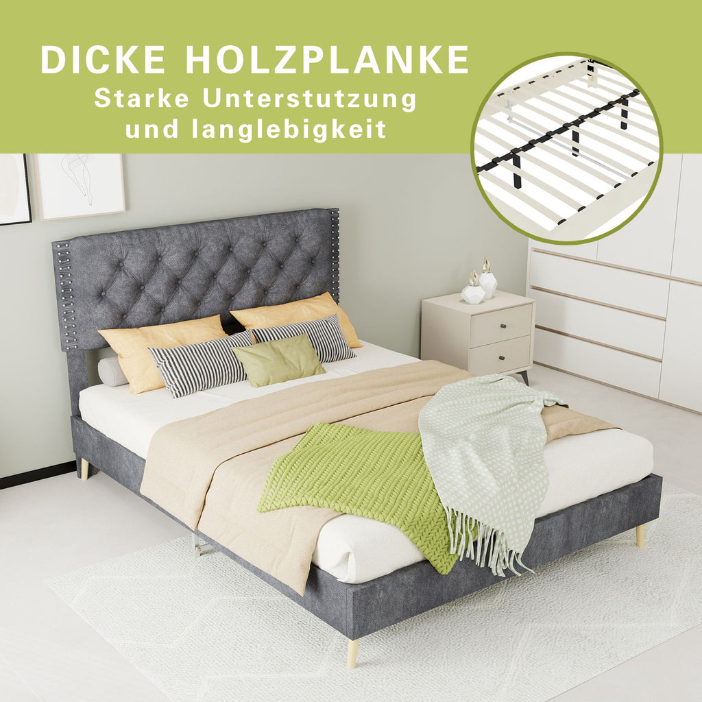 Upholstered Bed With Tufted Headboard