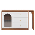 L - Shaped Computer Desk With Drawers, Reversible Corner Workstation For Home Office - Brown / White
