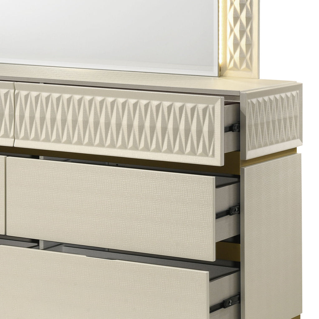 Stanley - 6 Drawer Dresser With Crocodile Texture (Mirror Not Included) - Gray