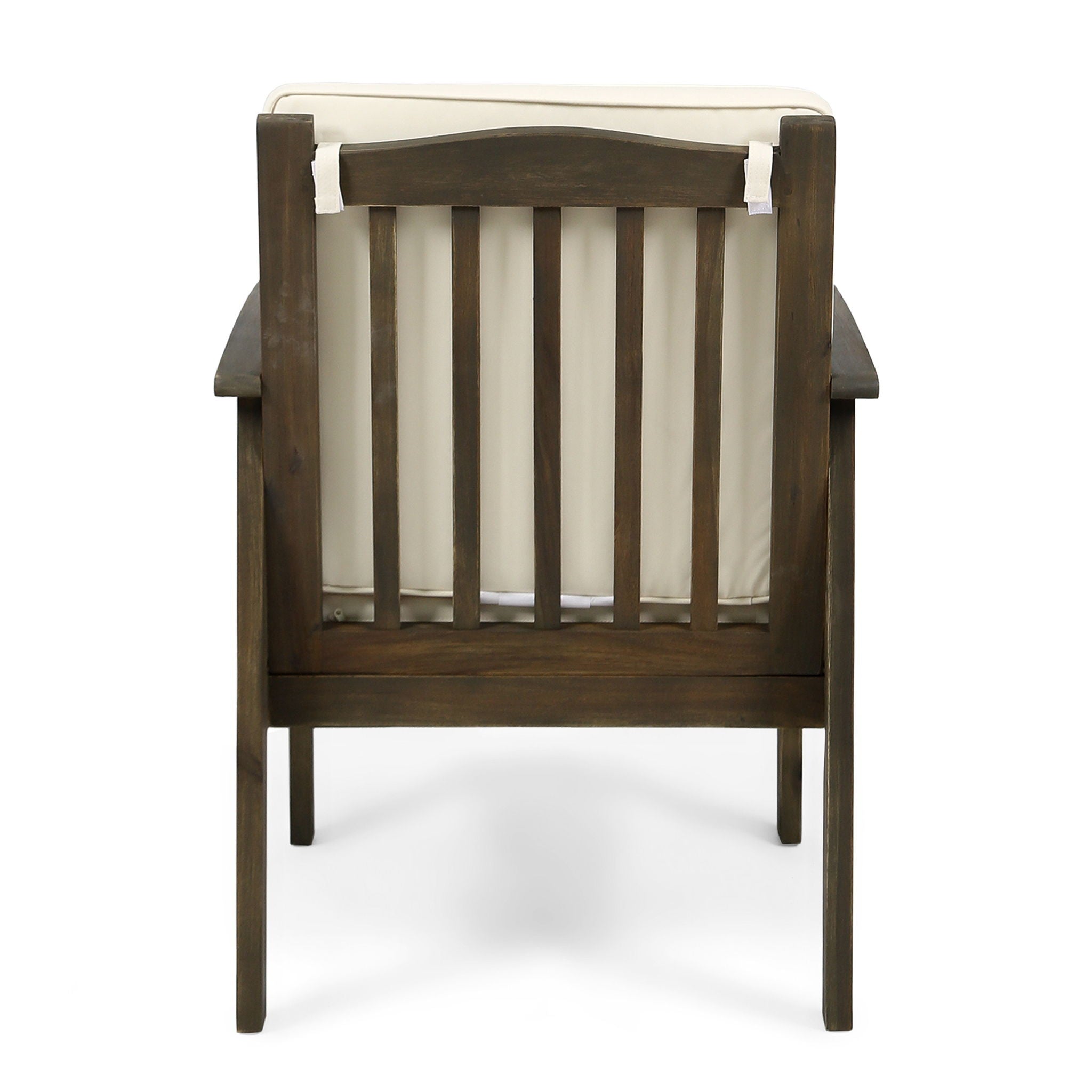 Casa Acacia Wood Club Chairs (Set of 2) With Water Resistant Cushions - Gray / Cream