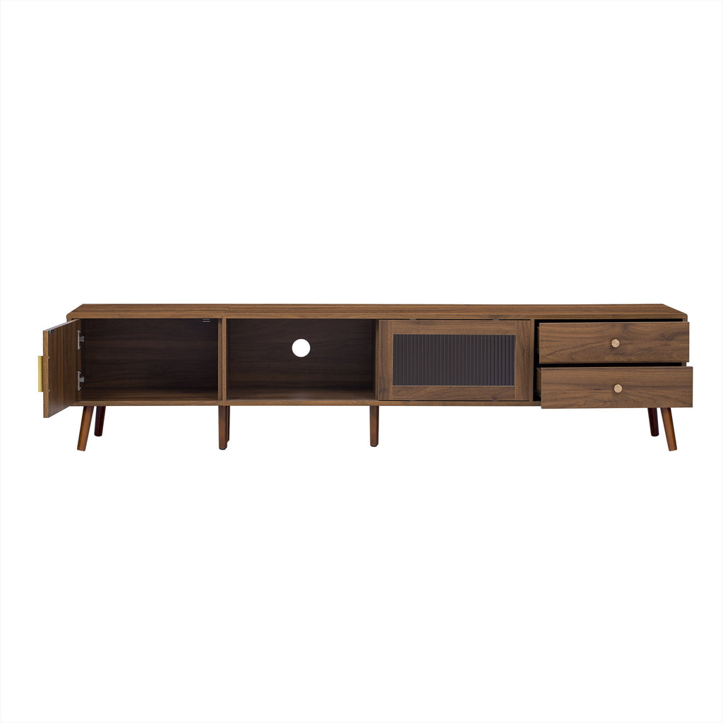 Doors TV Stand For TVs Up To 85", Entertainment Center With Storage Cabinets, TV Media Console Table For Living Room - Natural