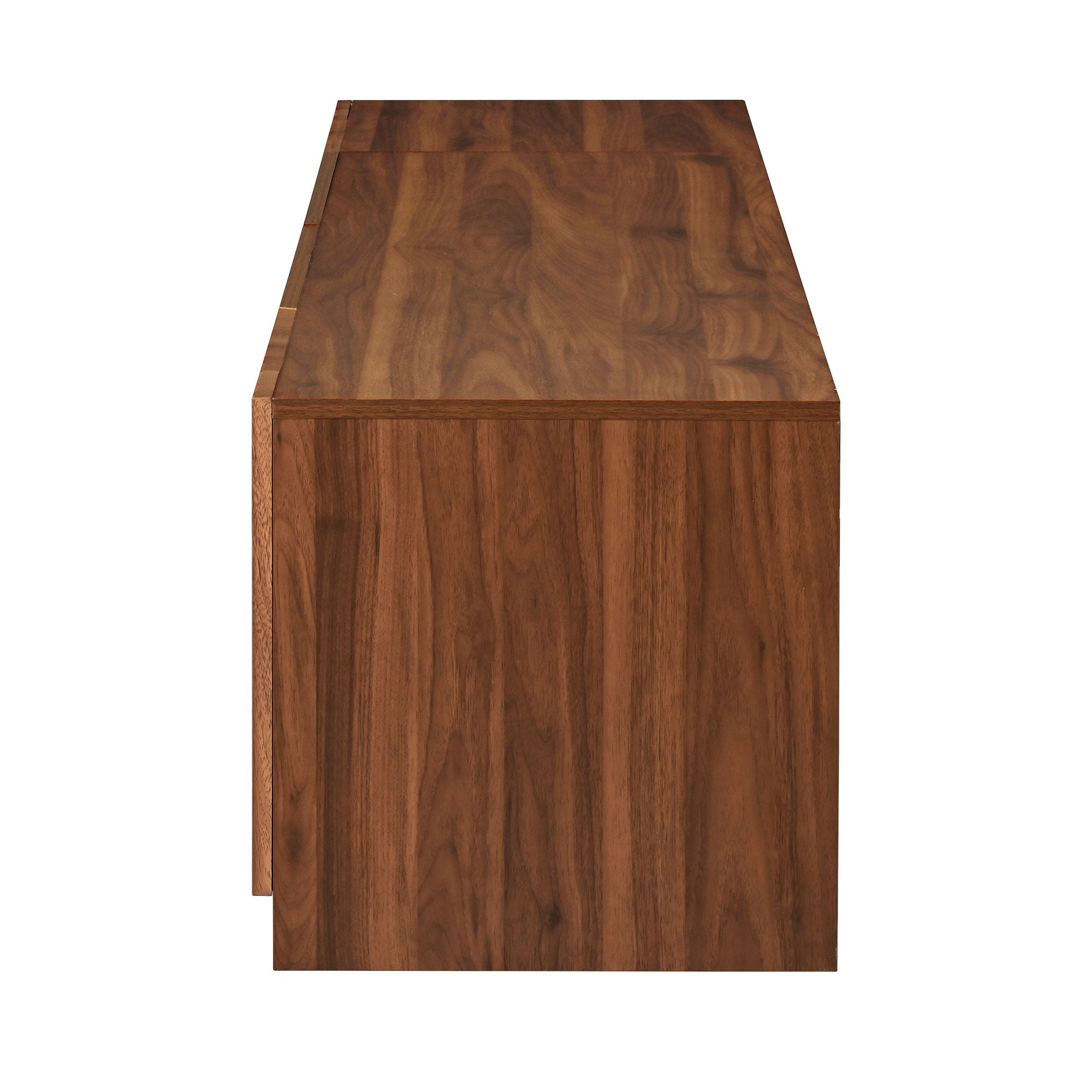 TV Stand, Media Console With Glass Doors And LED Lights, Adjustable Shelf Storage - Walnut