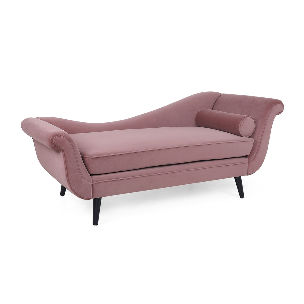 Auroral - Upholstered Chaise Lounge With Scrolled Arms And Tapered Legs