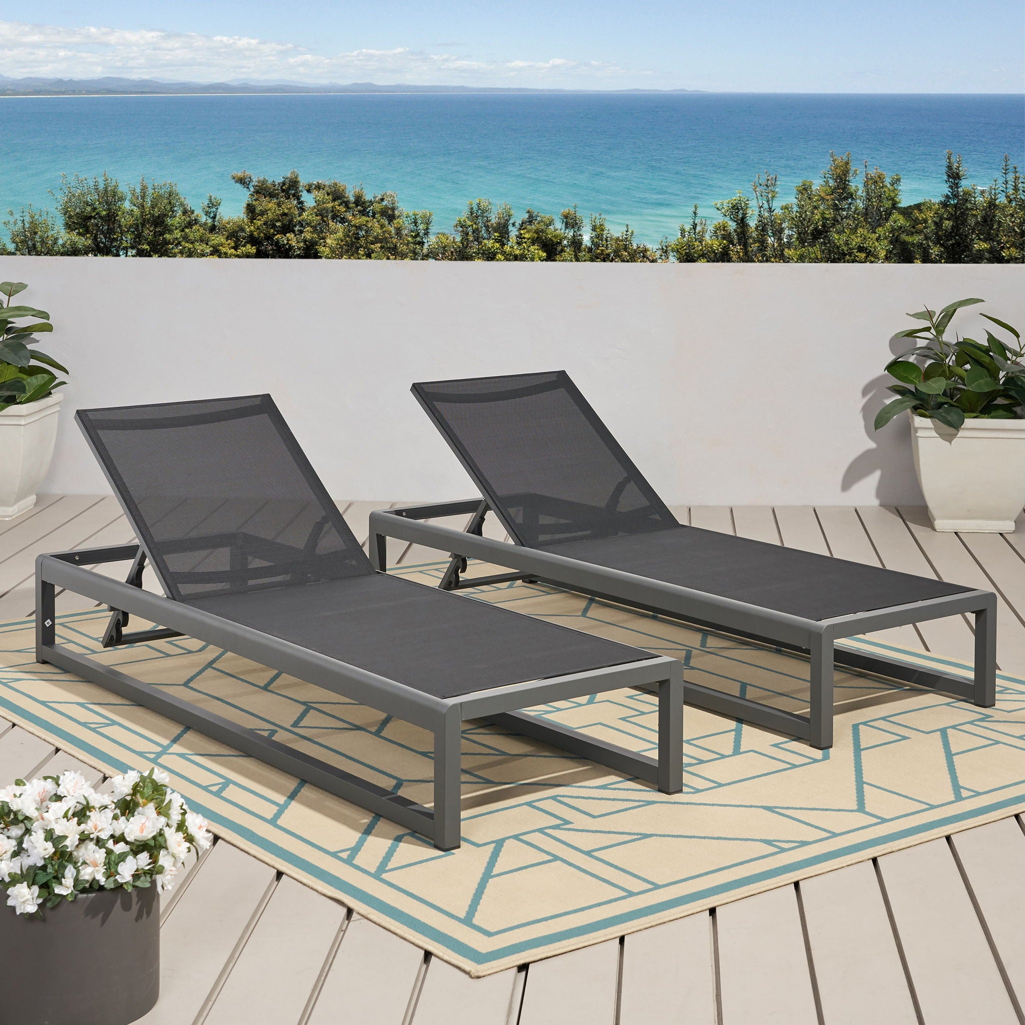 Outdoor Nylon Chaise Lounge, (Set of 2)
