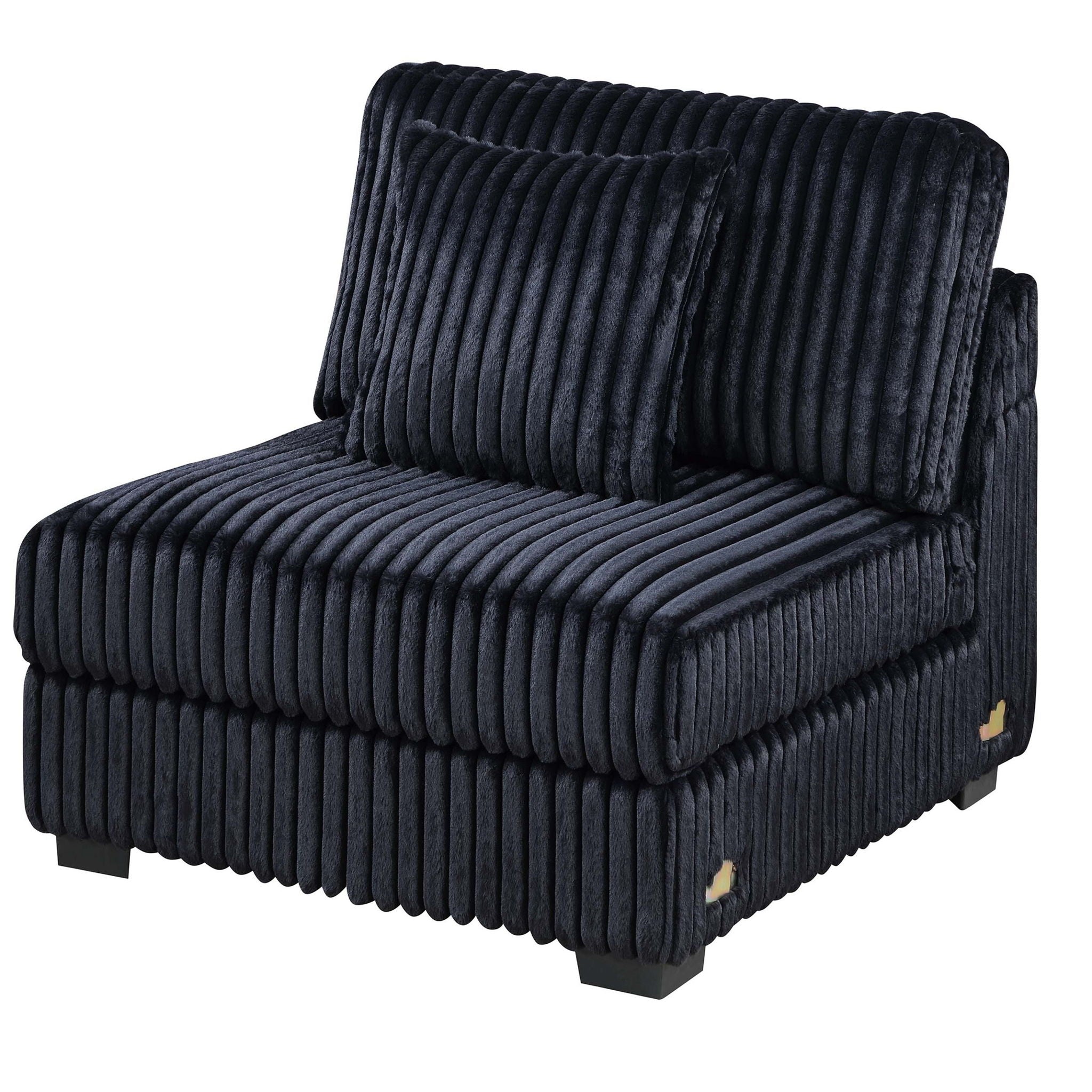 6 Piece Modular U Sectional Sofa Set With USB Cup Holder, Low Leg - Black