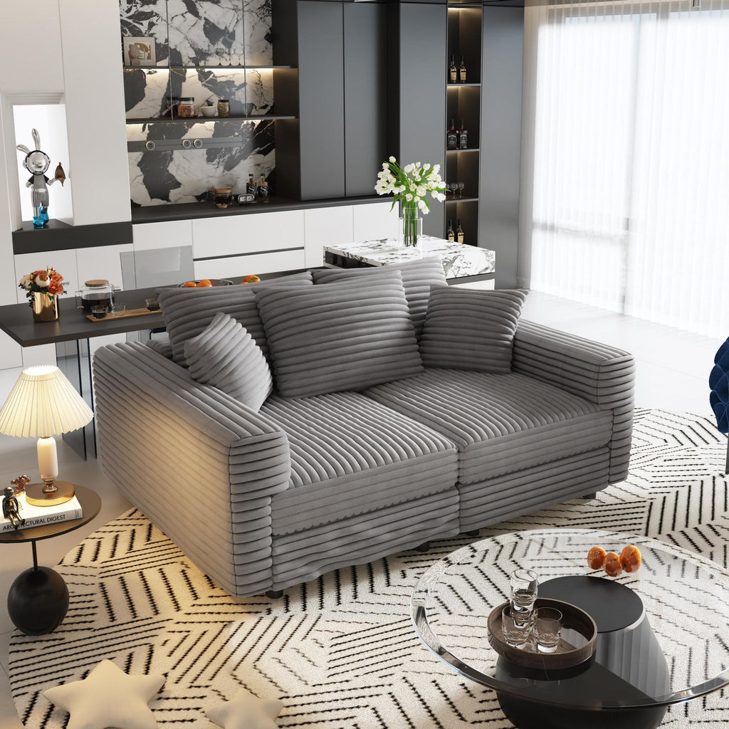 4 Seat Sofa, Modern Comfy Upholstered Sofa Cloud Couch, Deep Seat Couches With Soft Pillows