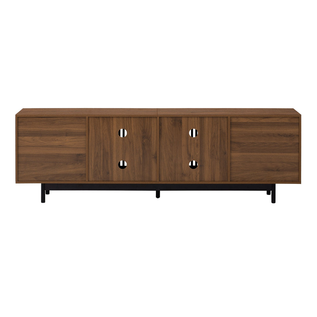 TV Stand For TVs, Entertainment Center With Closed Storage & Cable Management, Soft Closing Hinges - Walnut