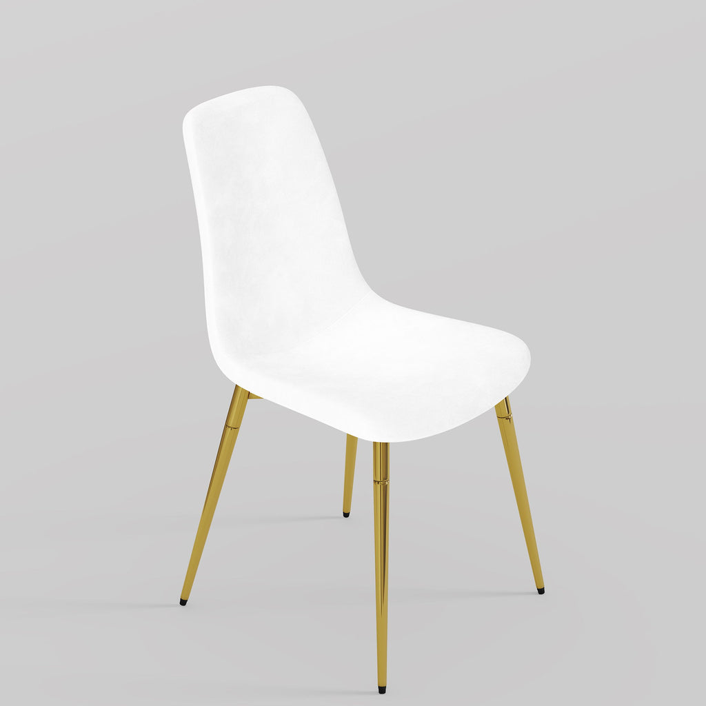 Fabric Dining Chairs, Upholstered Armless Accent Chairs, Classical Appearance And Metal Legs (Set of 4)