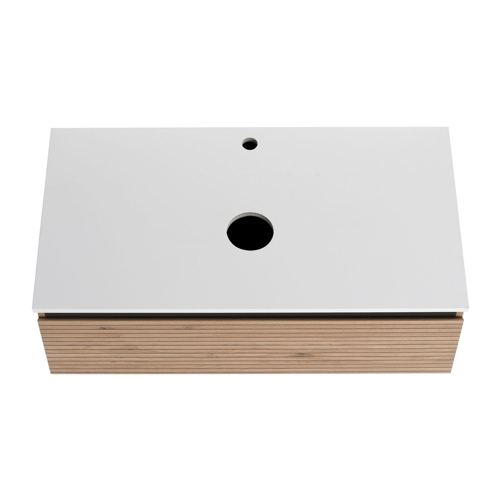 Wall Mounted Bathroom Vanity With Art Sink & 1 Soft Close Drawer