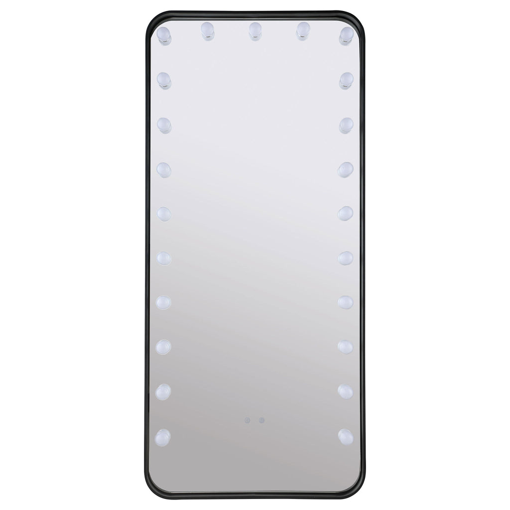 Villancourt - LED Standing Mirror With Speakers - Black