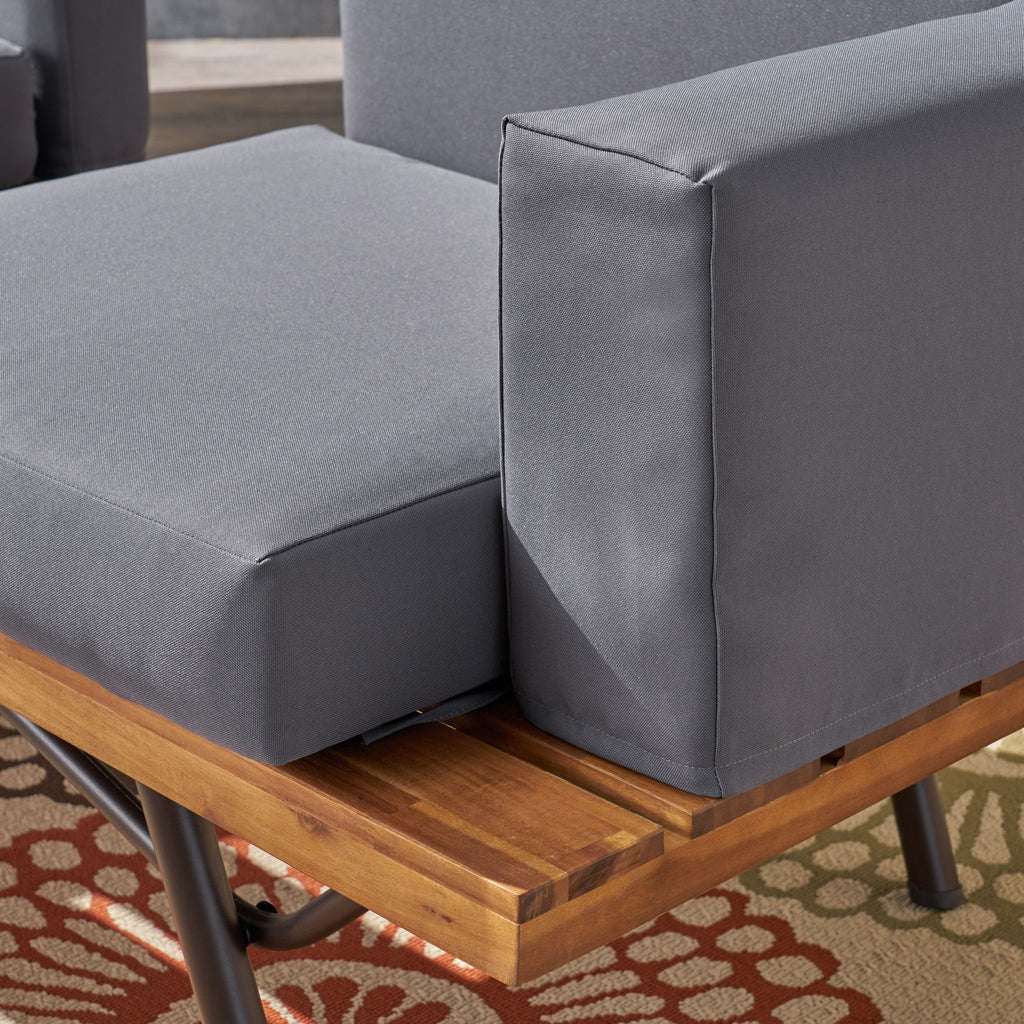 2 Piece Patio Set With Loveseat And Coffee Table - Natural / Gray