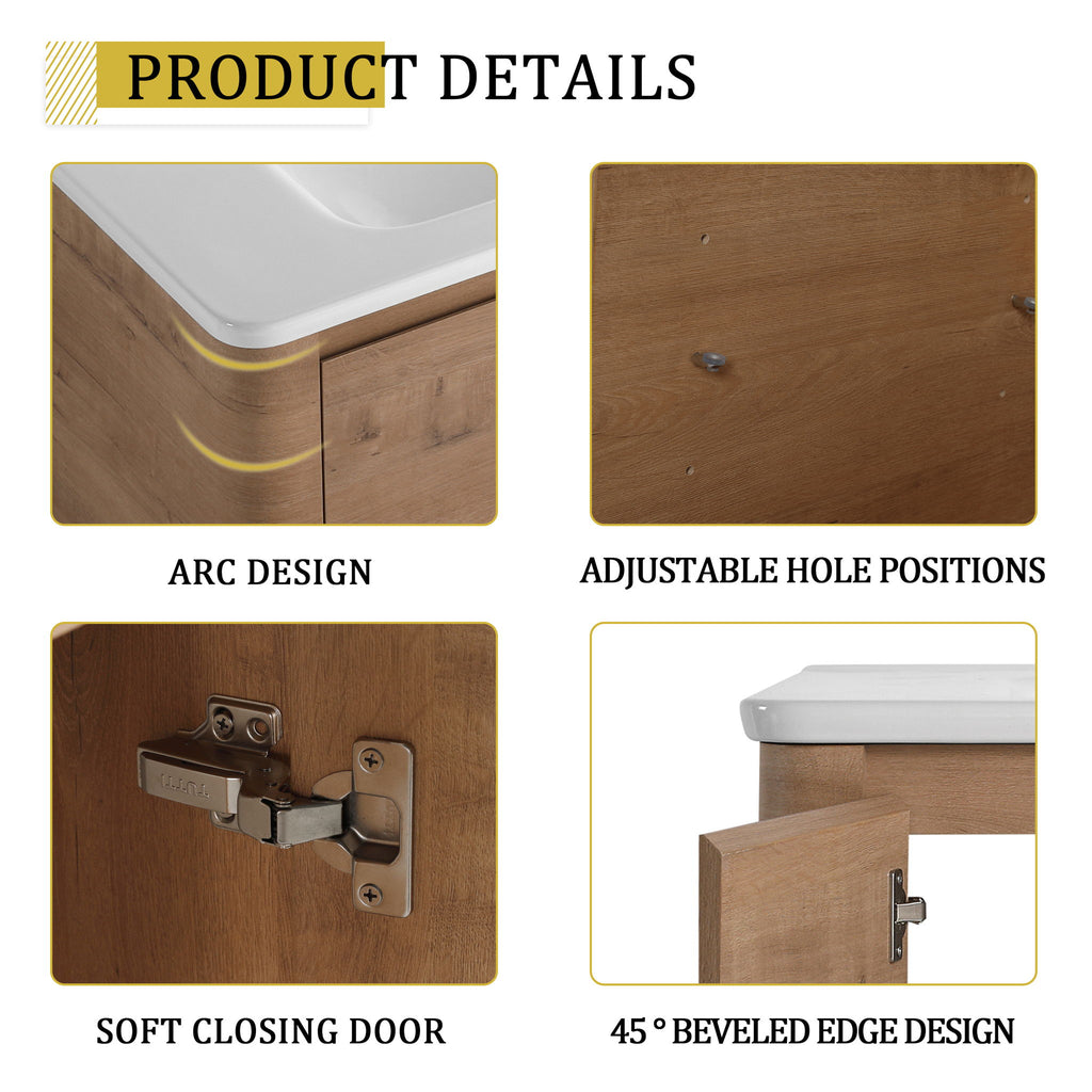 Freestanding Bathroom Vanity With Sink, 2 Small Storage Cabinets, Soft Close Doors