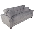 Adjustable Sofa With Hidden Storage And USB Port, Plush Cube Pattern Couch With Pillows - Gray