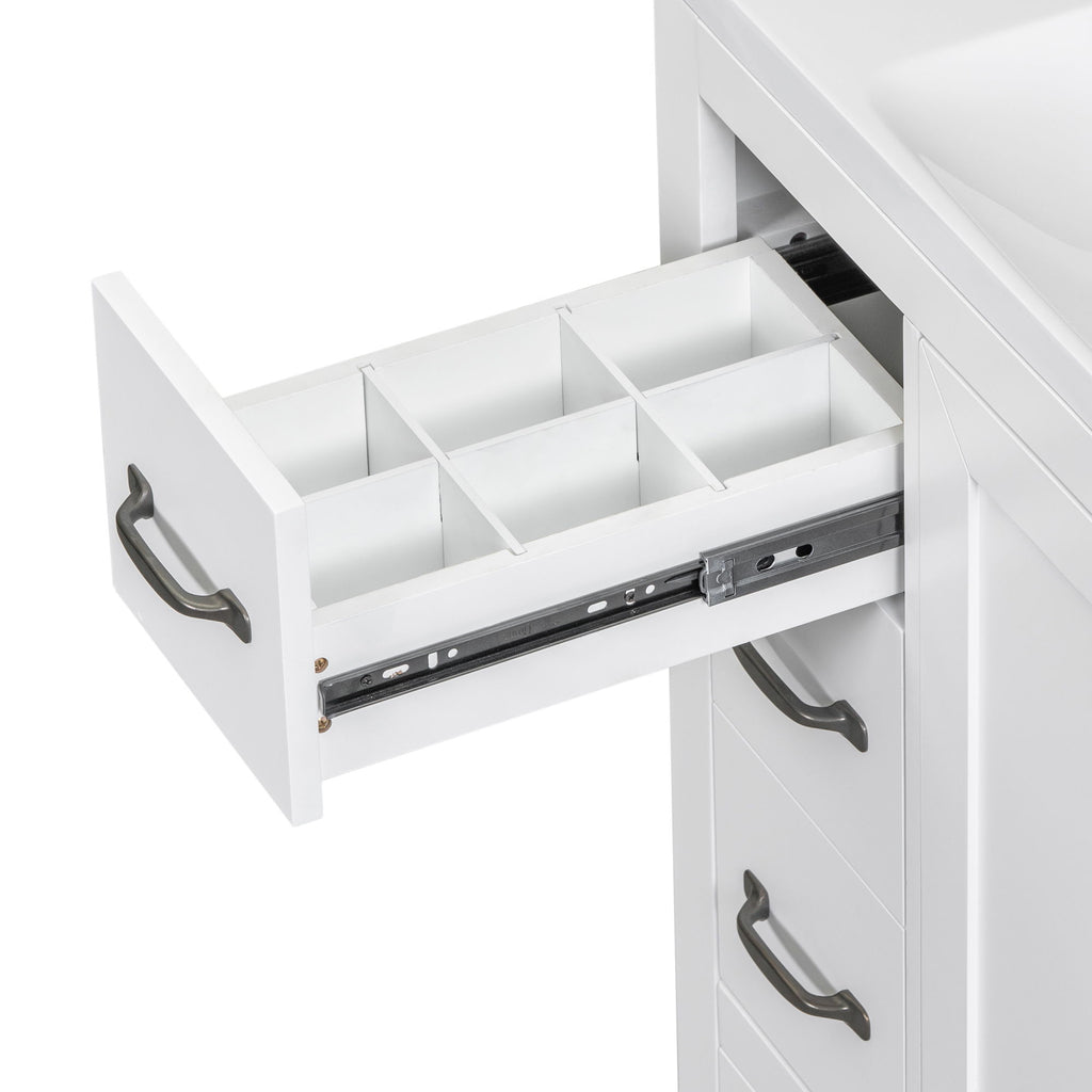Modern Bathroom Vanity With Sink, 6 Drawers, Adjustable Shelf