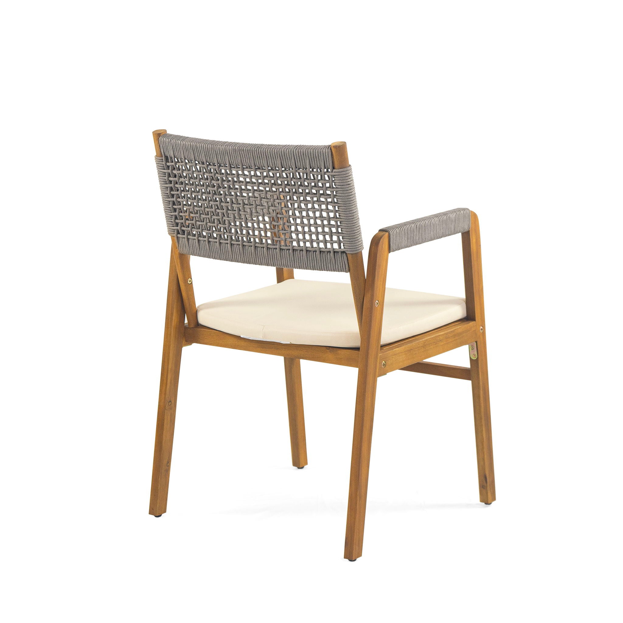Outdoor 3 Piece Dining Set With Cushion - Gray / Teak