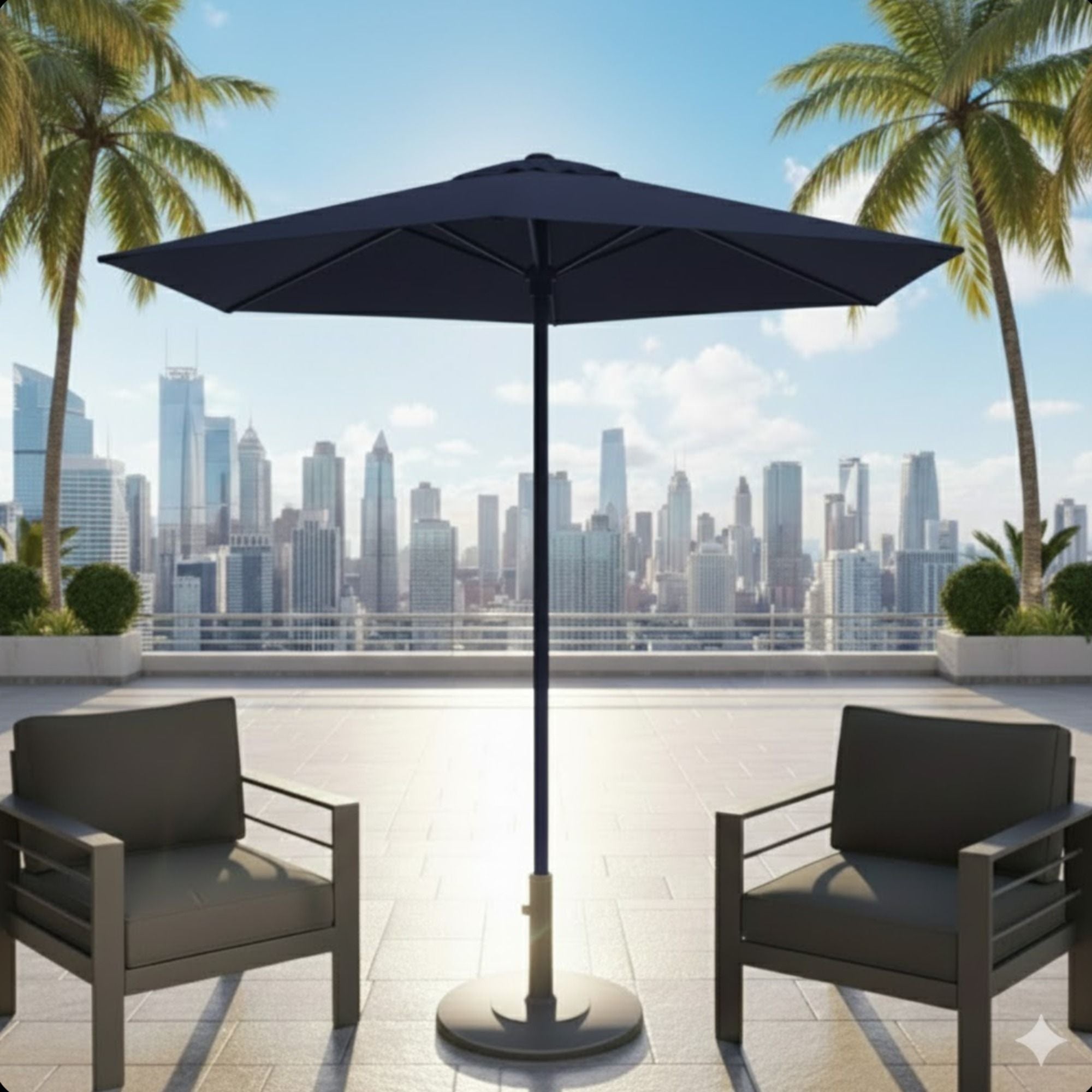 Umbrella With Crank Lift & Tilt, UV-Resistant Canopy For Patio