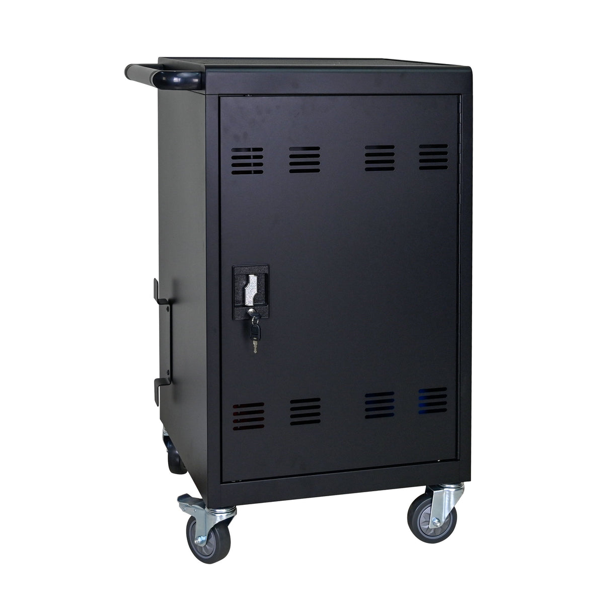 32 Bit Device Charging Trolley For Tablets And Laptops With Cable Management, Removable Doors - Matte Black