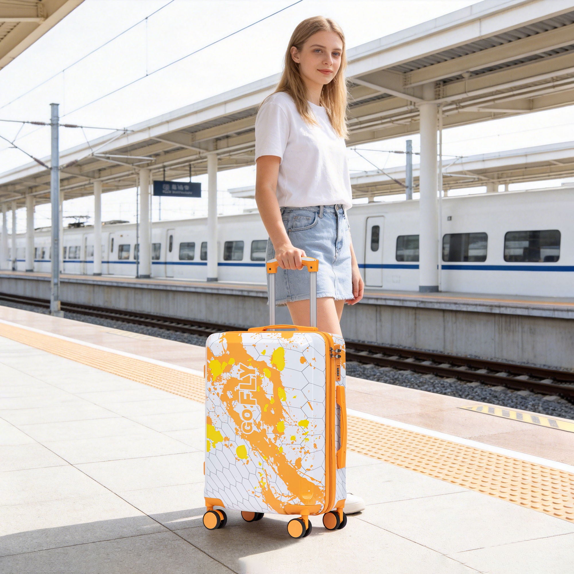 Luggage With Combination Lock, Lightweight Carry-On Suitcase