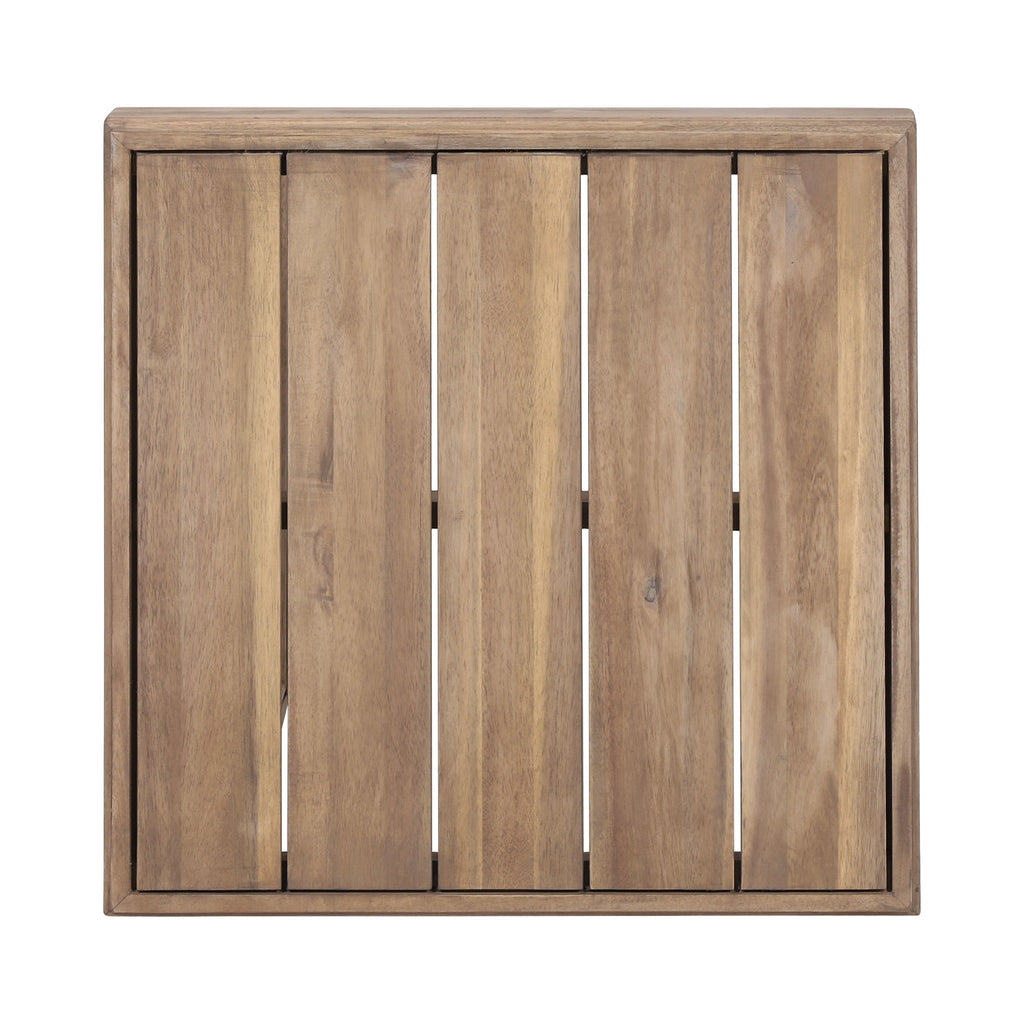 Outdoor Square Side Table With Acacia Wood Frame - Brown