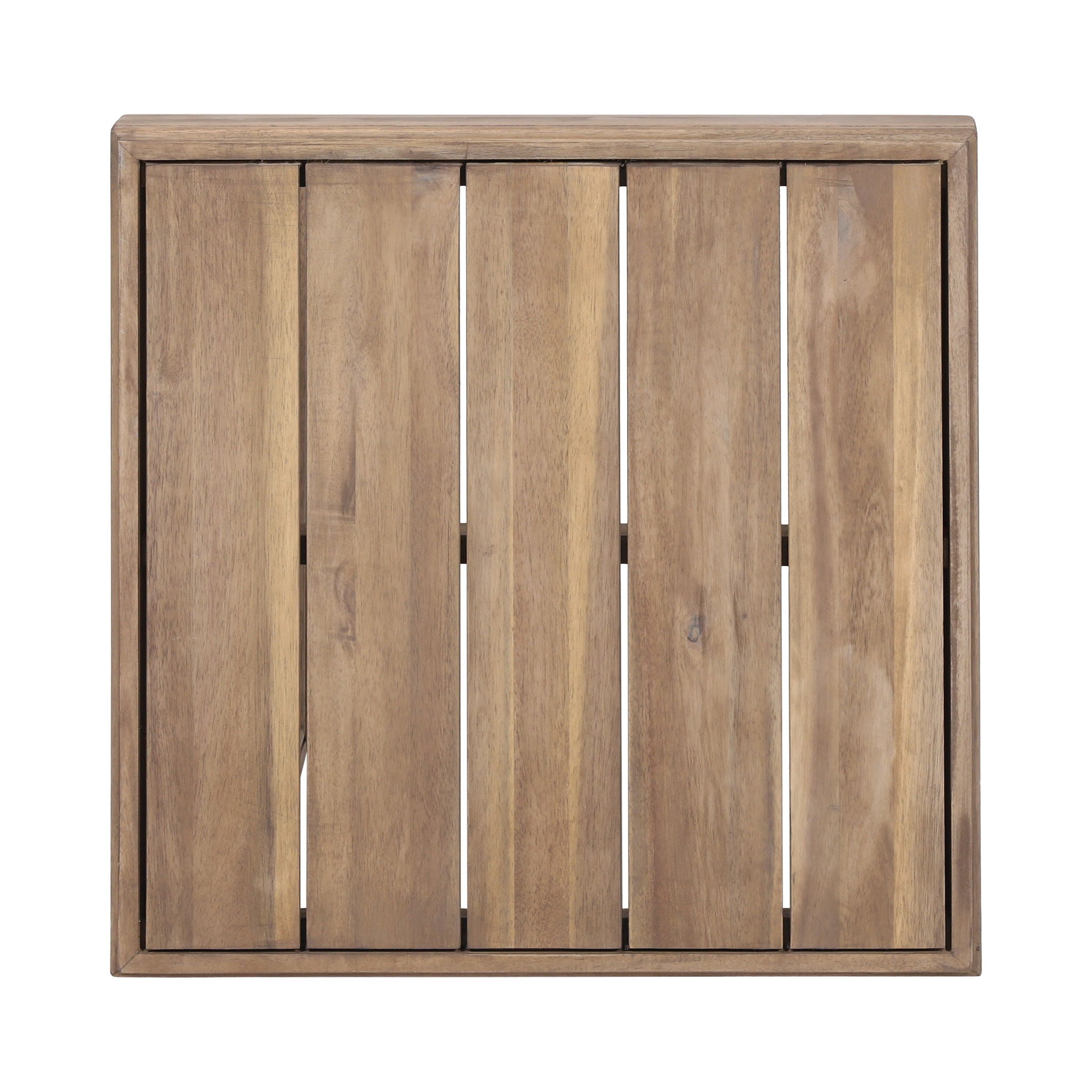Outdoor Square Side Table With Acacia Wood Frame - Brown